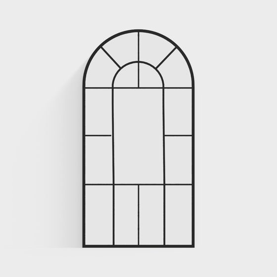 Modern Black Wrought Iron Curved Windows 3D Model