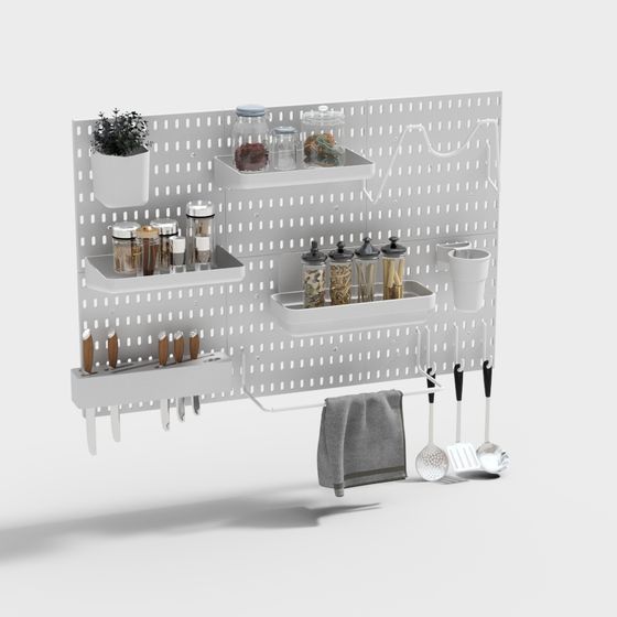 Stylish Minimalist Kitchen Storage Rack 3D model