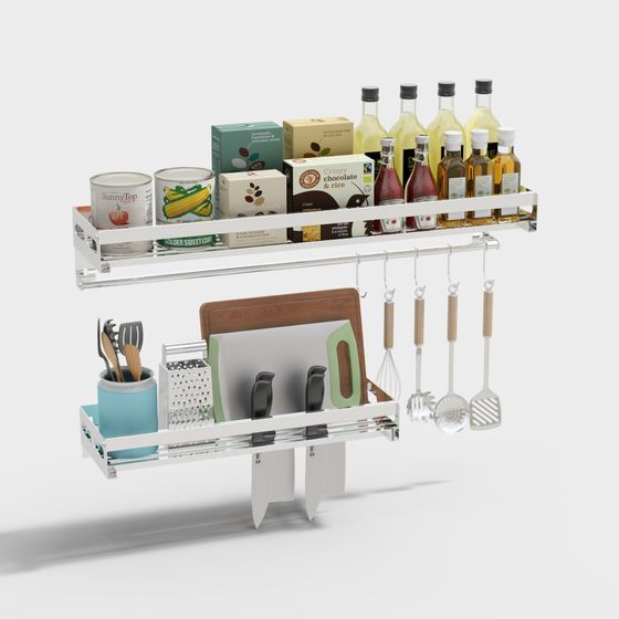 Modern Kitchen Wall Shelving 3D Model