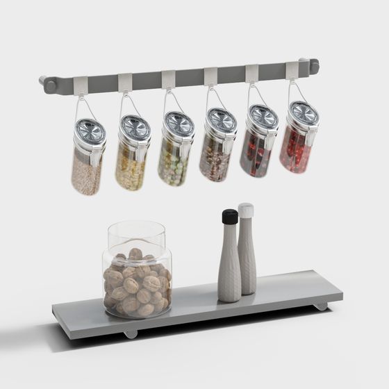 Minimalist Hanging Spice Jar 3D model for Modern Kitchens