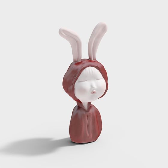 Charming Low Poly Red Hooded Bunny 3D model
