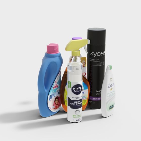 Realistic Cleaning and Personal Care Products 3D model