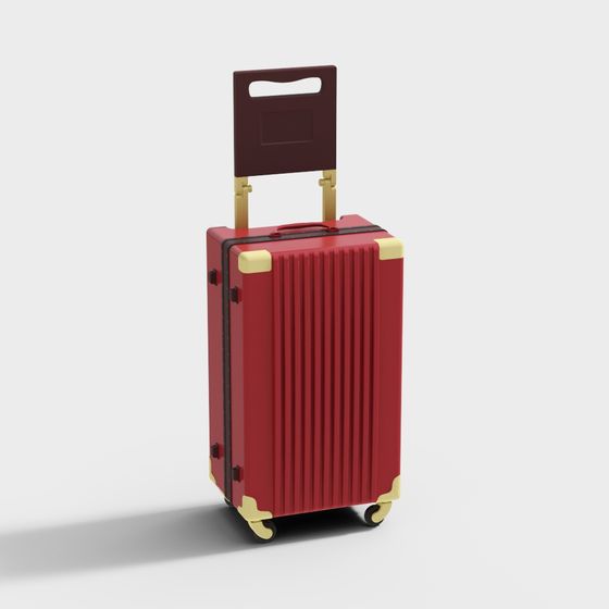 Stylish Red Luggage 3D model with Vintage Design
