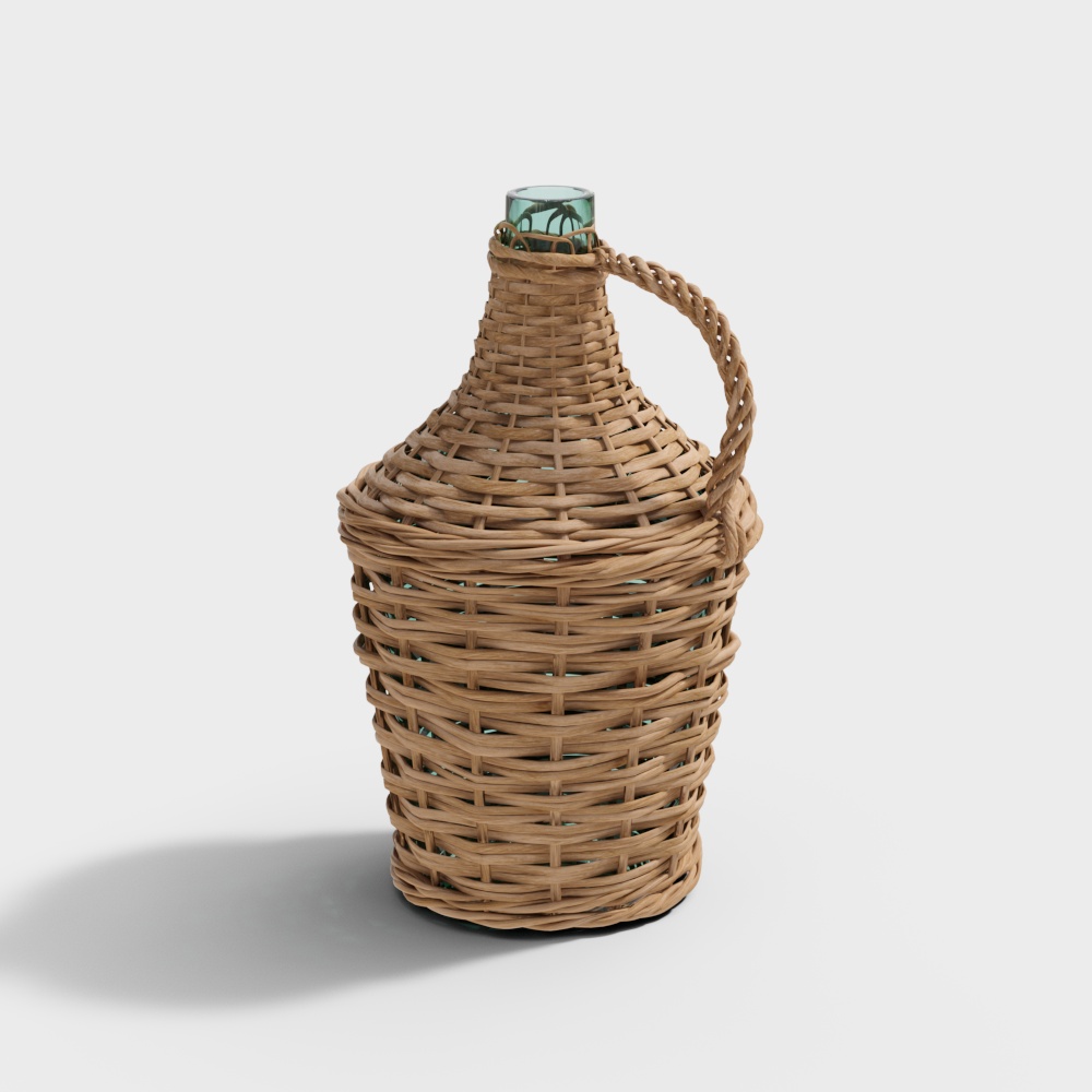 Woven Jug 3D Model – Low-Poly Rustic Design