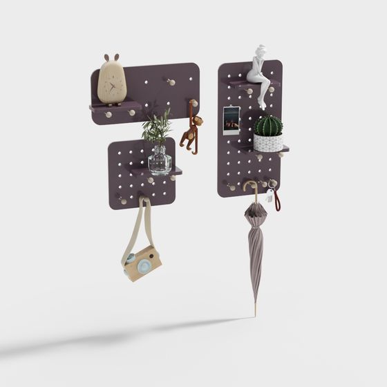 Modern Minimalist Pegboard Shelf 3D model