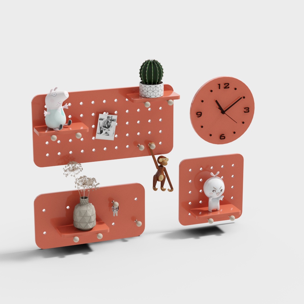 Vibrant 3D Wall Décor Set – Coral Orange Panels