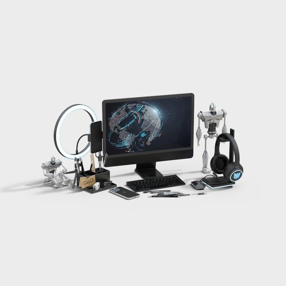 Futuristic Low-Poly Computer 3D model