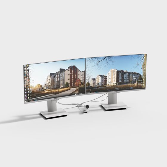 Stylish Dual Monitor 3D Model for Creative Projects