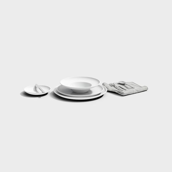 Elegant Minimalist Tableware Set 3D model