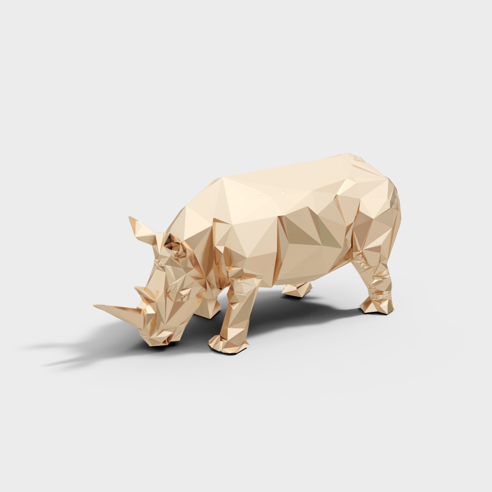 Origami Rhino 3D model in Low Poly Style