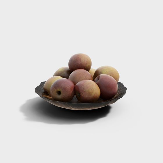 Realistic Red Apples in Wooden Bowl 3D Model