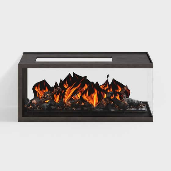 Low Poly Modern Fireplace 3D model