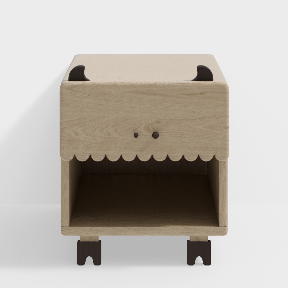 Playful Fish Side Table 3D Model – Low-Poly Wood Design
