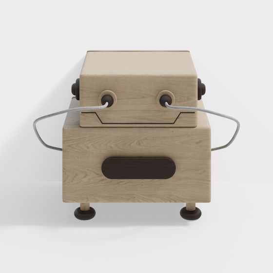 Wooden Robot Low-Poly 3D model