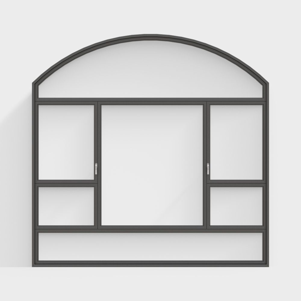 Modern wrought iron curved windows