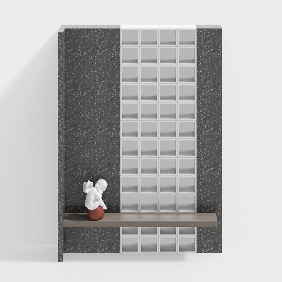 Contemporary Low-Poly Concrete Wall Shelf 3D model