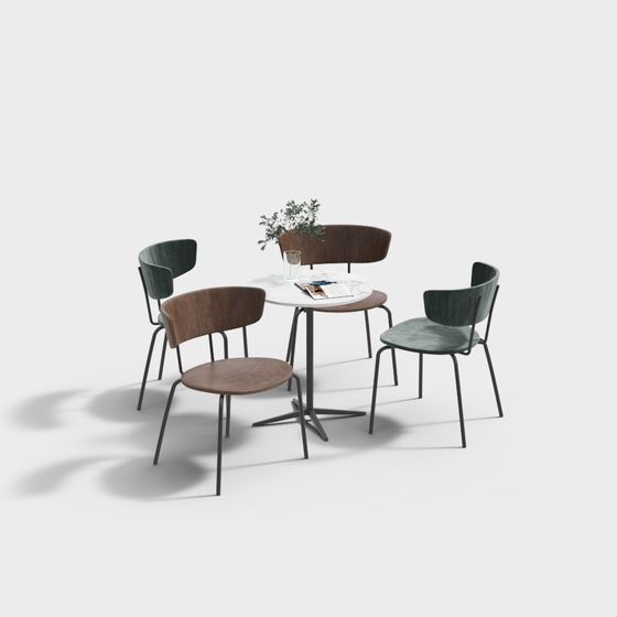 Urban Coffee Table and Chairs Set 3D model
