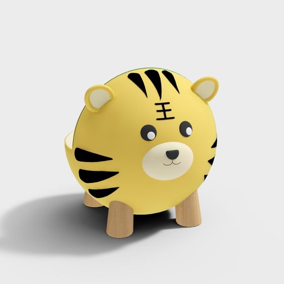 Fun Low-Poly Tiger Stool 3D model
