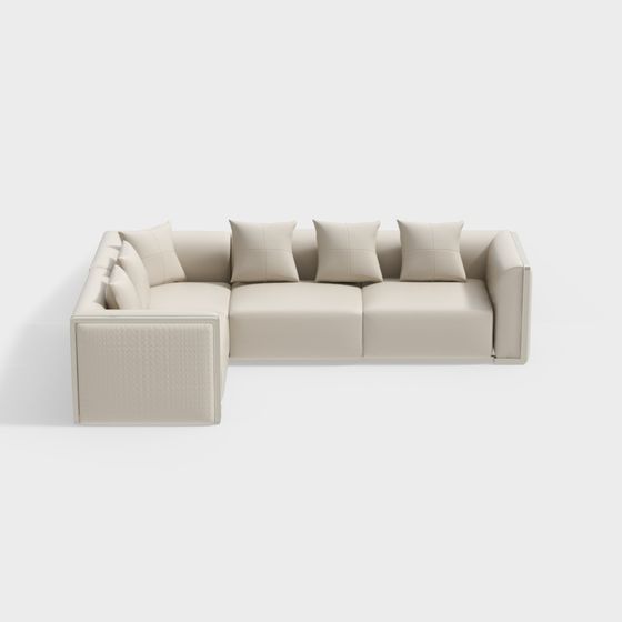 Chic Beige L-Shape Corner Sofa 3D Model