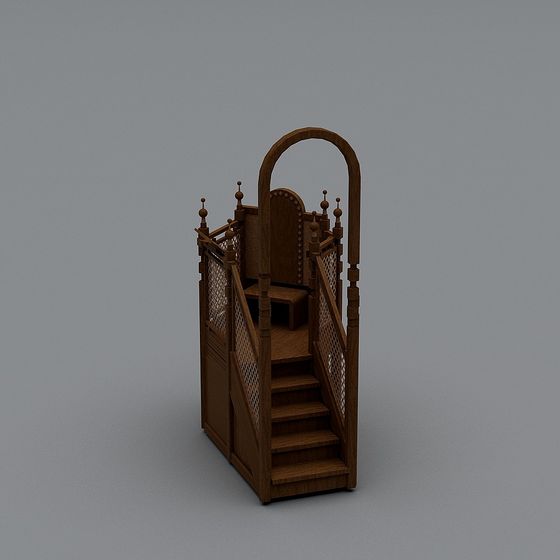 Vintage-Inspired Low-Poly Staircase 3D model