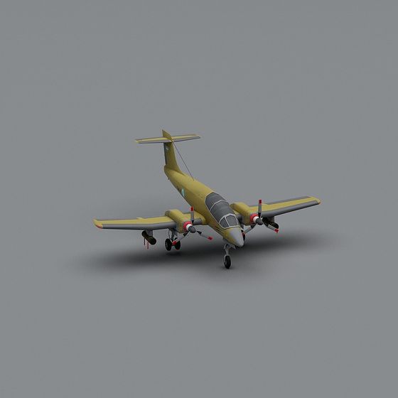 Classic Twin-Engine Propeller Airplane 3D model