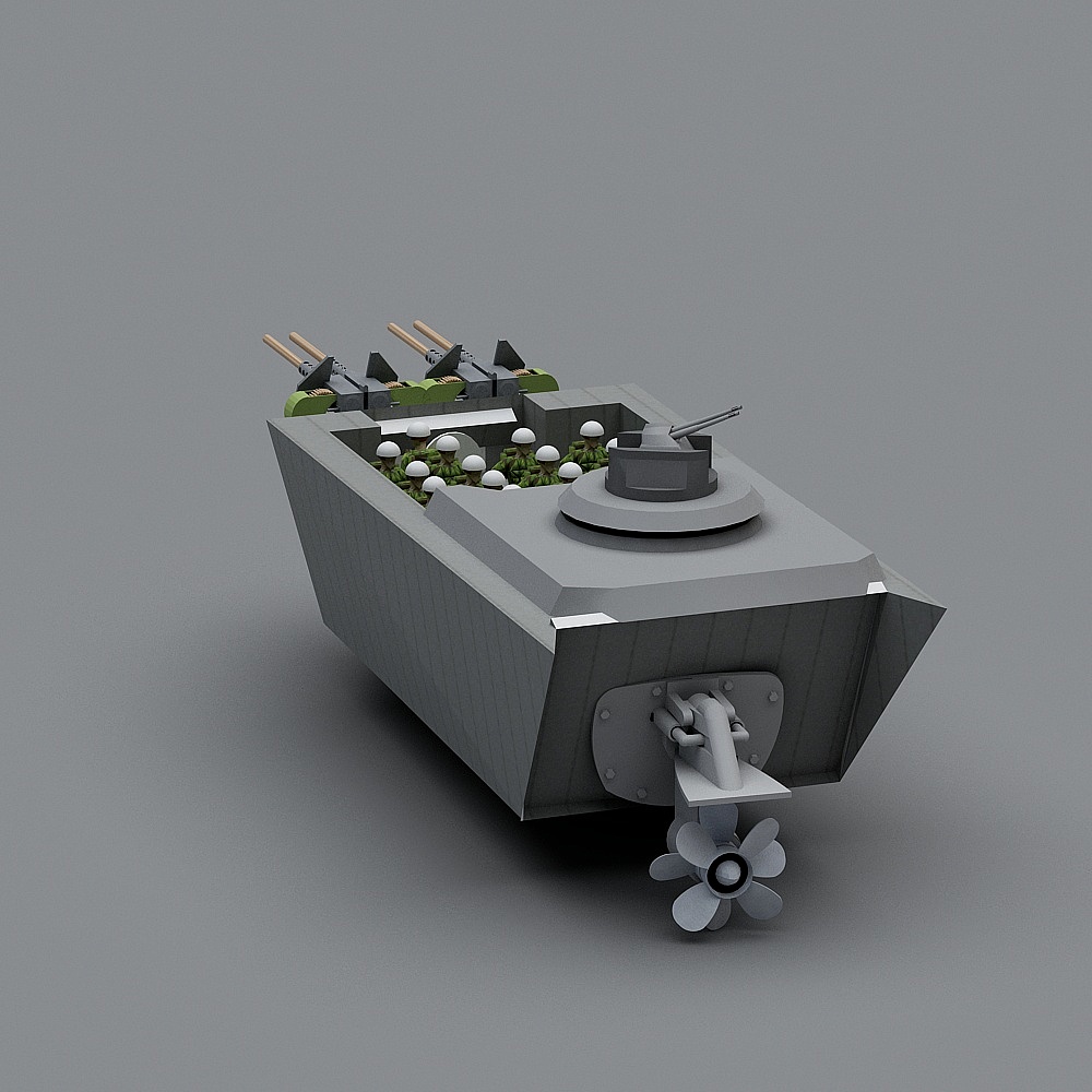 Low Poly Warship 3D Model Design