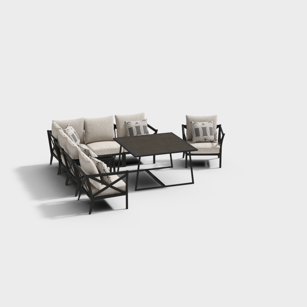 Urban Living Room Sofa Set – Low-Poly Modern Design