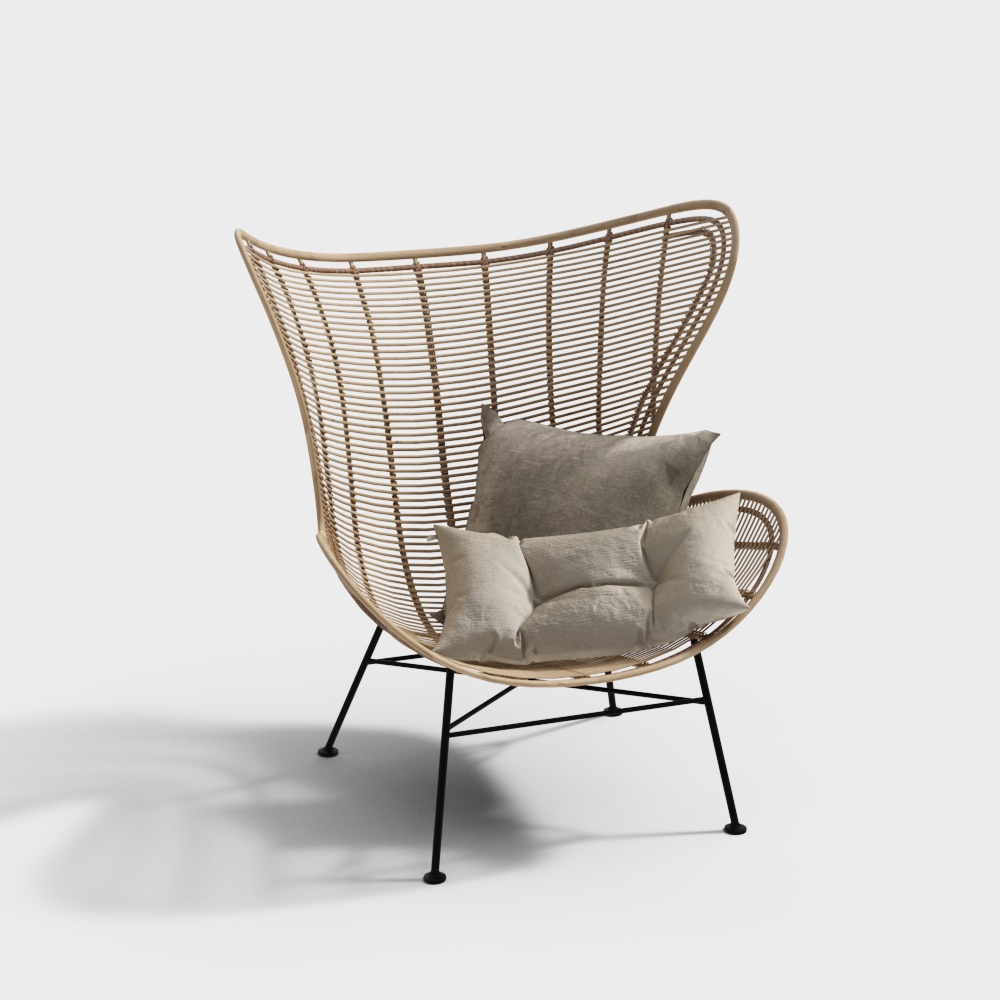 Cozy Nest Chair 3D Model – Woven Texture & Ergonomic Design