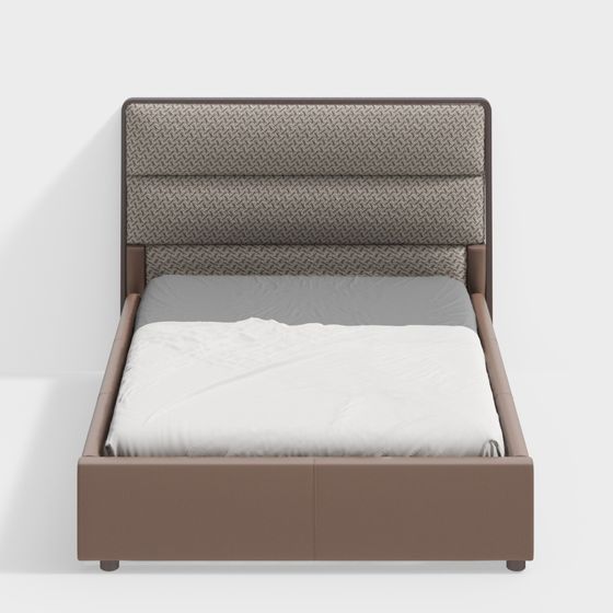 Earth Color Double Bed 3D Model