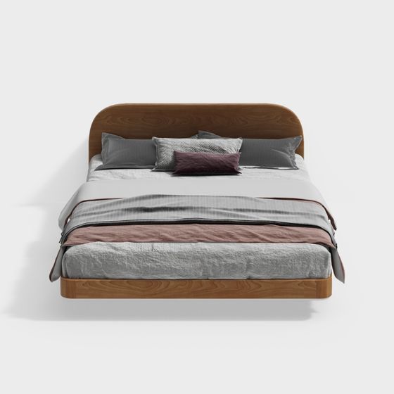 Stylish Low-Poly Bed 3D model for Modern Interiors