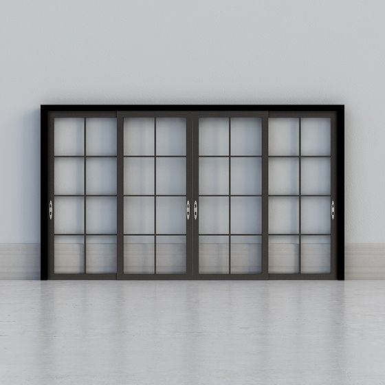 Sleek Glass Sliding Door 3D model