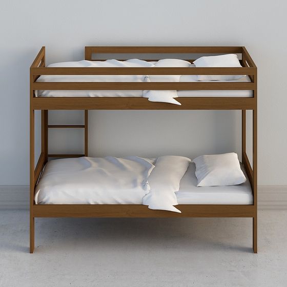 Brown Double Deck Bed 3D Model for Kid's Rooms