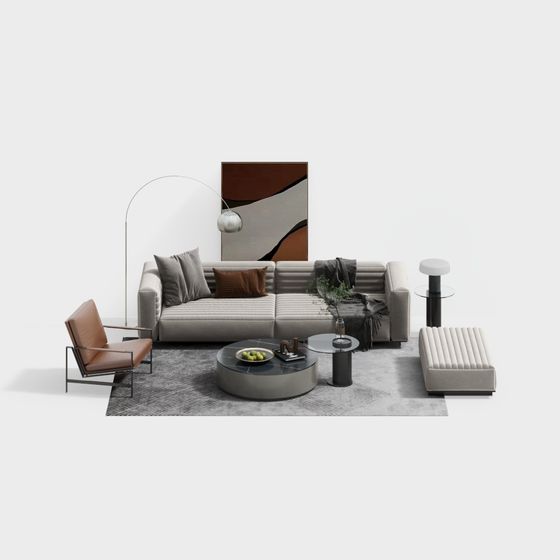 Stylish Urban Living Room 3D model