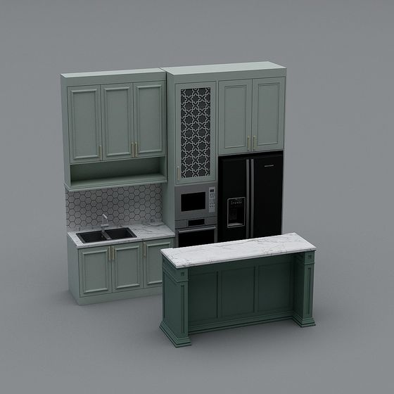 Stylish Low-Poly Kitchen Set 3D model