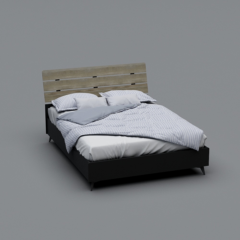 Elegant Low-Poly Bed 3D model for Modern Interiors