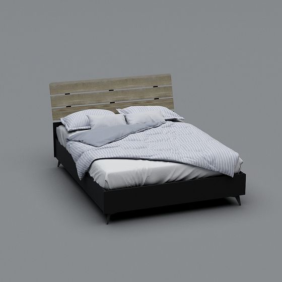Elegant Low-Poly Bed 3D model for Modern Interiors