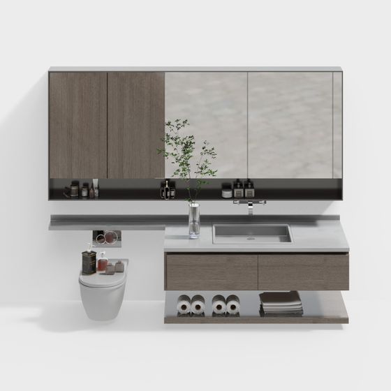 Modern Minimalist Bathroom Cabinet 3D model