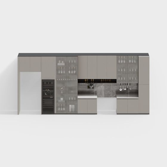 Contemporary Gray Bar Cabinet 3D model