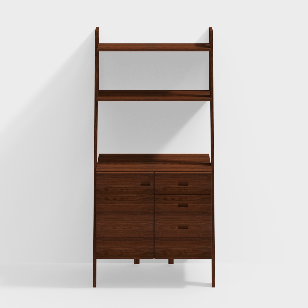 Urban Bookshelf Low-Poly 3D Model – Wooden Texture Design