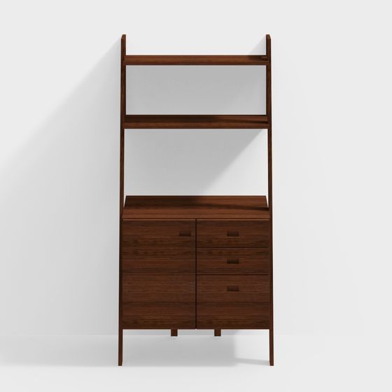 Urban Bookshelf Low-Poly 3D Model