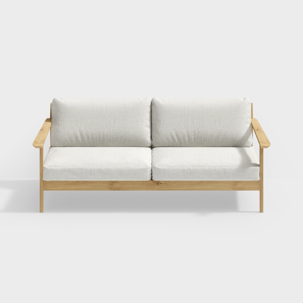 Urban Comfort Low-Poly Sofa – Gray Upholstery with Wood Frame