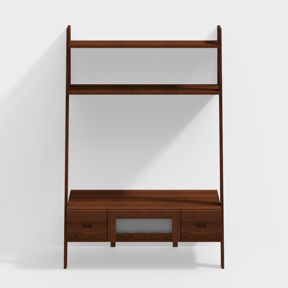 City Bookshelf 3D Model – Modern Minimalist Wood Design