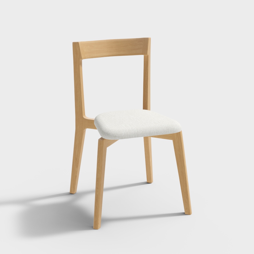 Stylish Wooden Chair 3D Model – Low-Poly Natural Wood