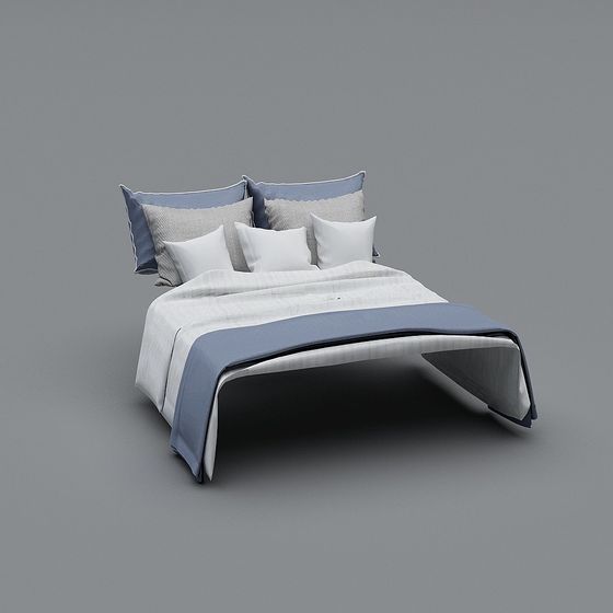 Elegant Low-Poly Bed 3D model for Modern Interior Design