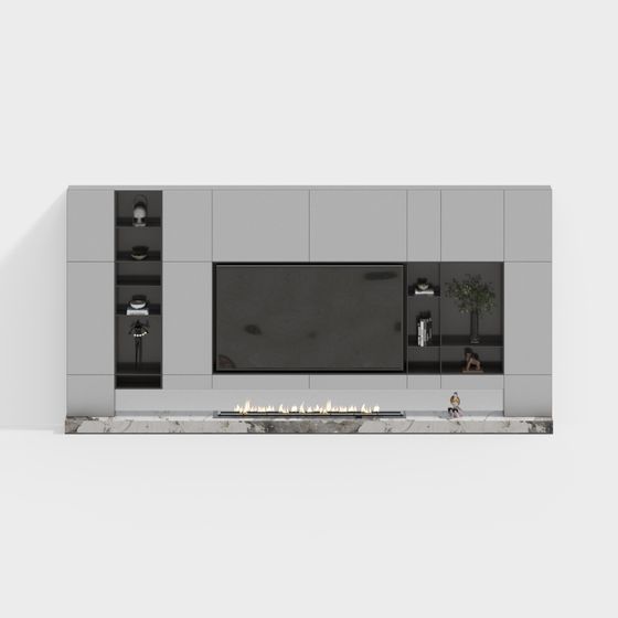 Urban Living Room Fireplace Cabinet 3D model for Contemporary Design