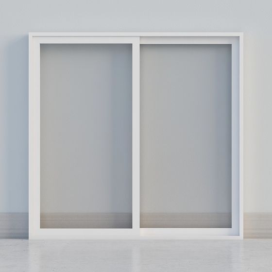 Modern Sliding Window 3D Model in Gray Finish