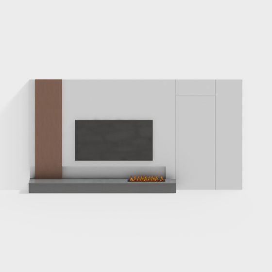 Minimalist Fireplace 3D model Design