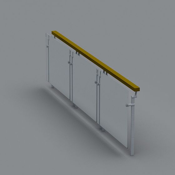 Contemporary Glass Railing 3D model