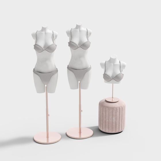 Elegant 3D Model Set for Lingerie Display