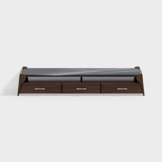 Elegant Wooden Storage Bench 3D model for Interior Spaces